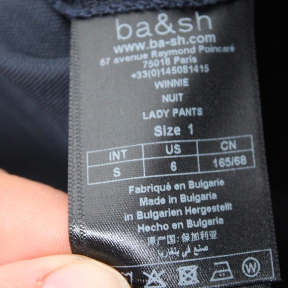 NWT BA&SH 1 US 6 Blue Cotton Stretch Straight Leg Winnie Trousers Pants - Picture 8 of 8